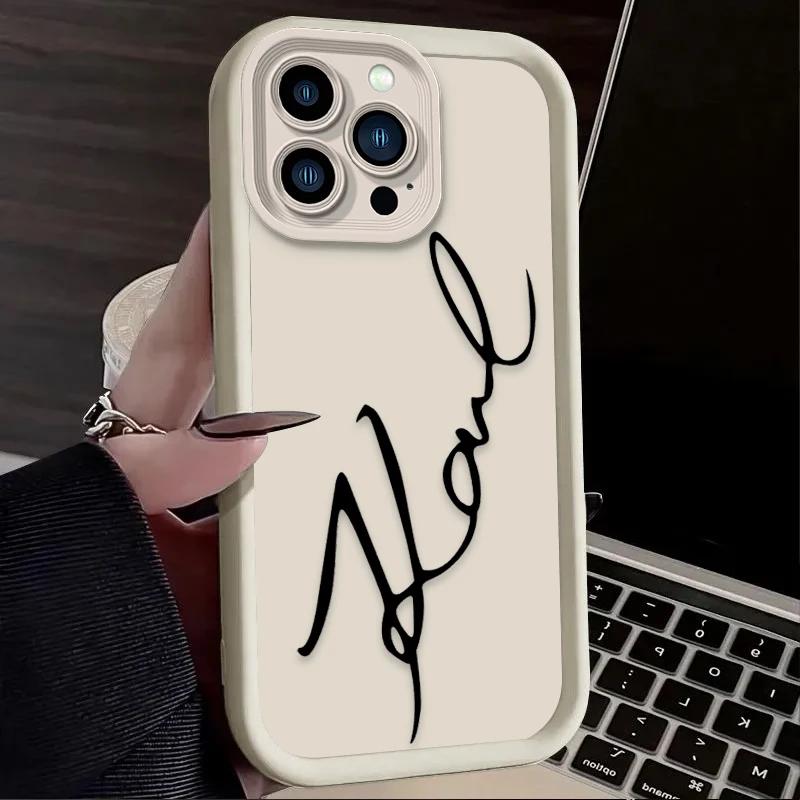 Lovely Fashion K-Karl Cat Case For iPhone 14 17 Air 16 16E 15 13 12 11 Pro Max X XS X S Max XR SE 2020 SE4 7 8 Silicone Cover