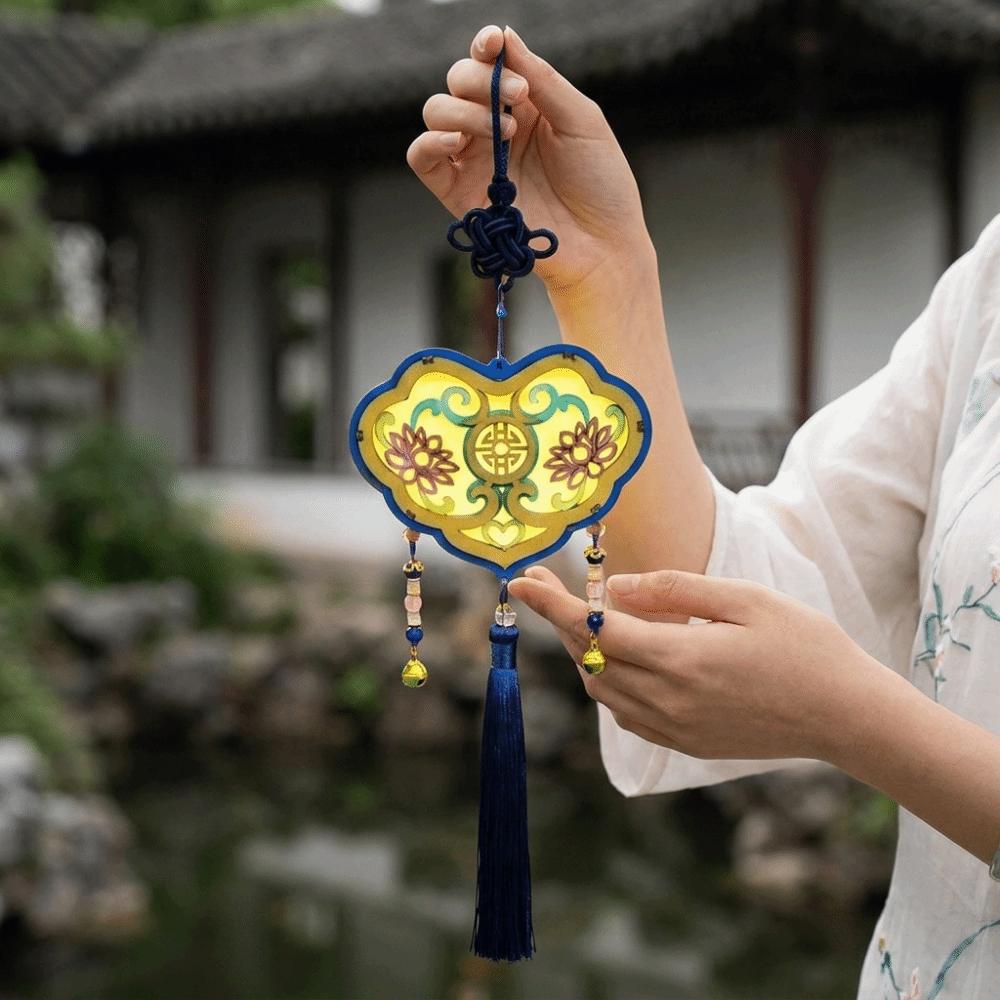 Lightweight DIY Craft Material Kit Wooden Hanging Lantern Portable Handheld Lantern Gift