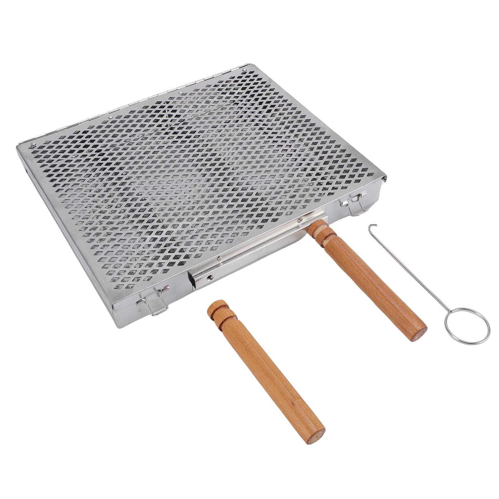 

BBQ Grilling Basket Stainless Steel Portable Outdoor Camping Barbecue Basket with Detachable Dividers for Fish Meat