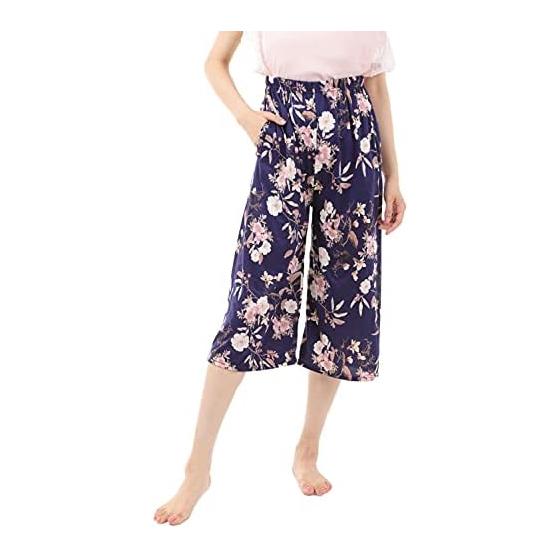 [Liapom] Women s Capri Pants, Room Wear, Wide Pants, Loungewear, Relaxed Pants, Pajama Pants