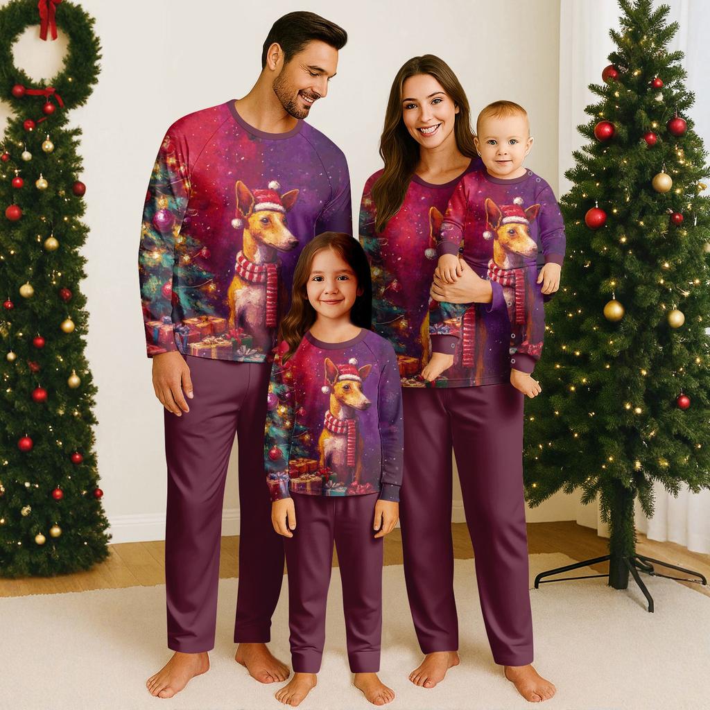Family Matching Print Sets Pajamas Loungewear Outfits Family Matching Long Sleeve Tops+Pants Set