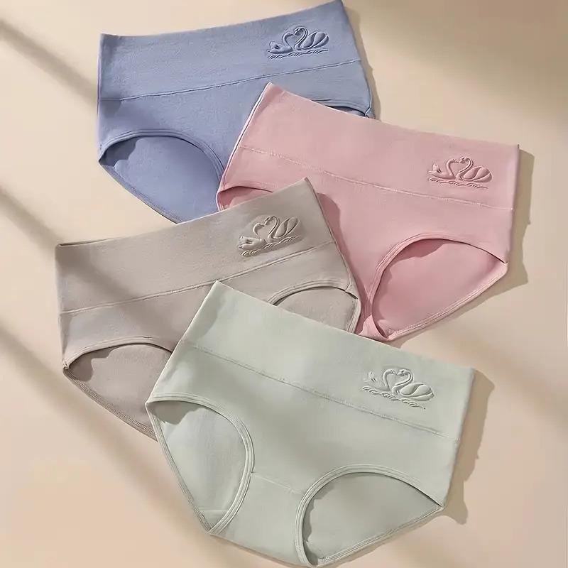 4Pcs High Waist Underwear Women Cotton Panties Breathable Pantys Girls Briefs Female Body Shaper Slim Lingerie Plus Size M-5XL
