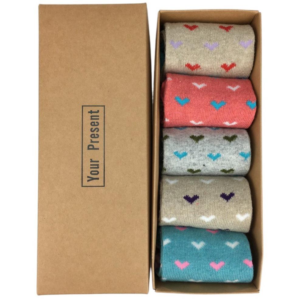 5 perechi Șosete de Crăciun din Lână Șosete Medii cu Brad de Crăciun Șosete Drăguțe pentru Femei La Mulți Ani