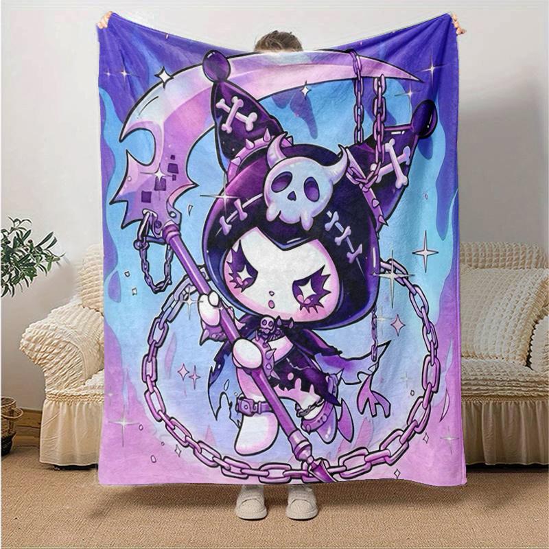 

1pc Cute Death Kuromi Blanket, Seasonal Home Decorative Throw for Couch, or Car Seat Cover,Living Room, Travel, Camping, Car Blankets, Beach, Office N 130x150cm
