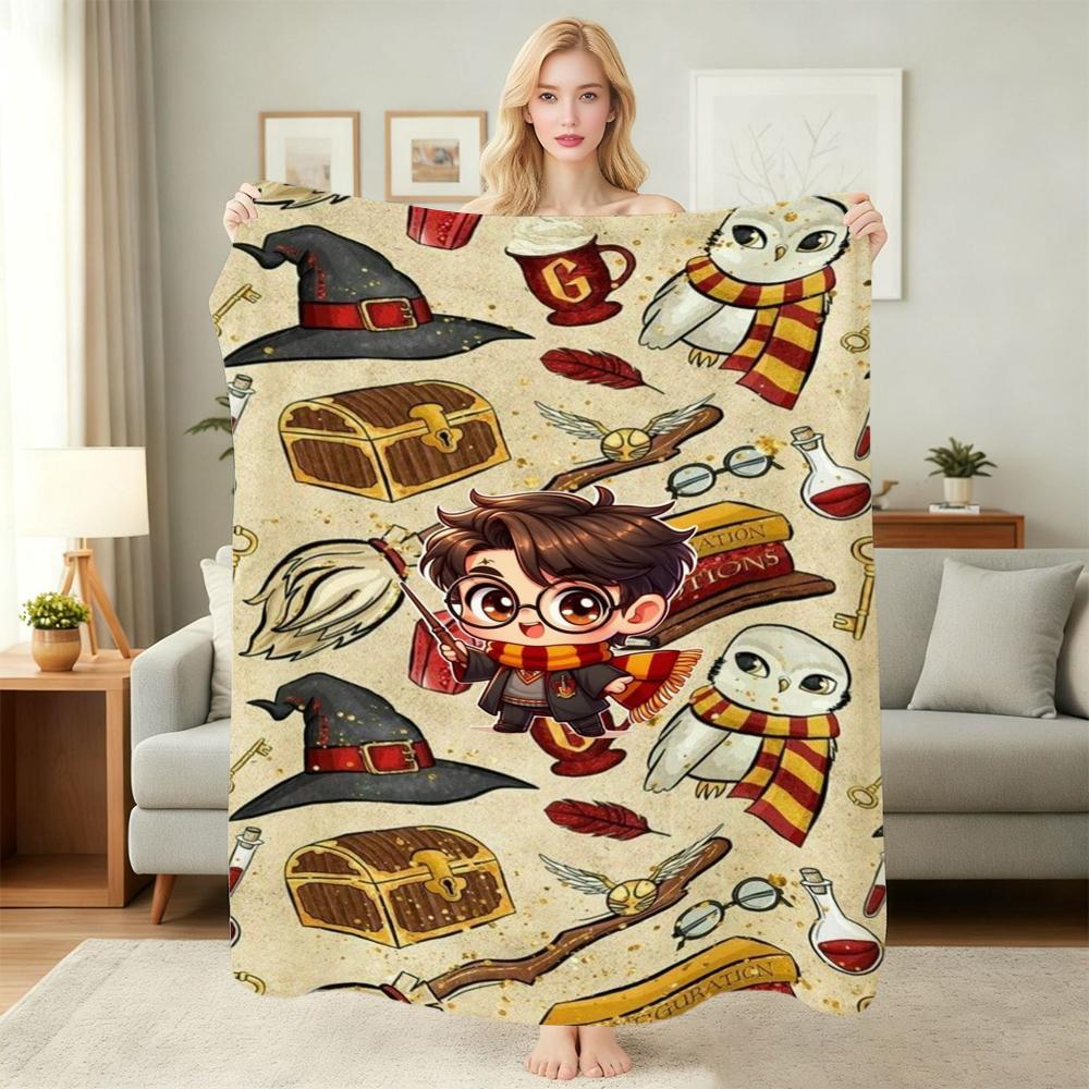 Harry Potter'S Magical World Theme Printed Blanket Breathable Fleece Blanket For Bedroom Sofa Nap Home Party Decor Memorial Gift