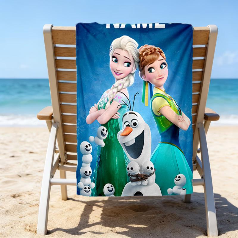 1pc Frozen12 Beach Towel with Custom Name, Beach/Swimming/Bath/Picnic/Camping Towel, Suitable for Seaside Beaches