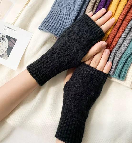 

Unisex Wool Knit Half-Finger Gloves - Short, Cute, Warm & Trendy for Students (Autumn/Winter)