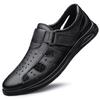 Fashion Summer Classic Black Hollow Out Leather Shoes Breathable and Comfortable Business Daily Hiking Shoes Middle Aged  Casual Shoes
