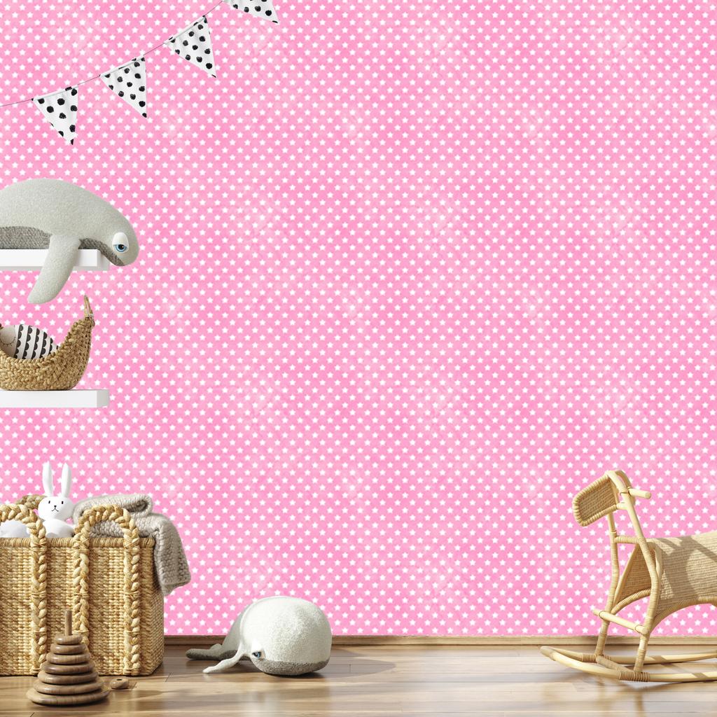 Powder Pink Stars Wallpaper, Subtle Detail for Living Room and Bedroom 50x1000