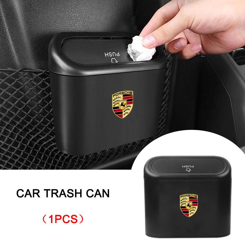 Car Vehicle Case Storage Box Black ABS Square Pressing Trash Can For Porsche Cayenne Macan 911 Gt3 918 928 944 968 Boxster Panamera