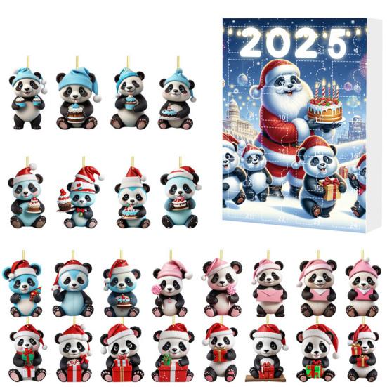 2025 Panda Adventskalender med 24 Panda-pynt Barnas Juleferie Nedtellingskalender Juletrepynt