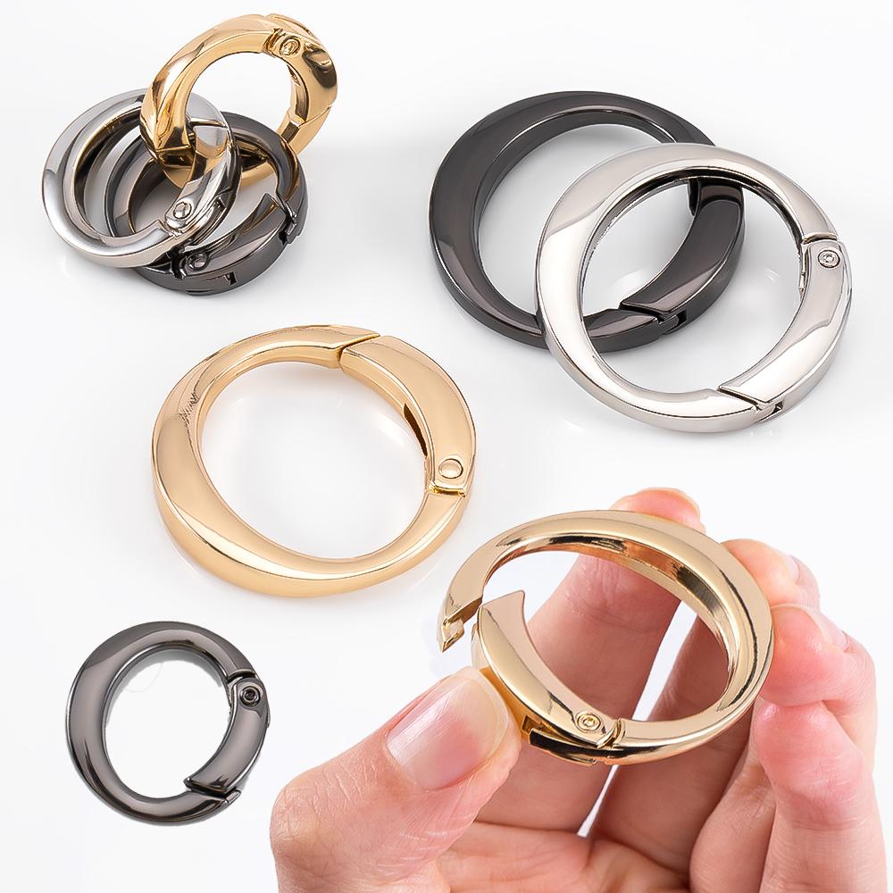 2pcs Metal Spring Clasp O Ring Openable Round Carabiner Keychain Clips Bag Hangbag Hook Dog Chain DIY Jewelry Buckle Connector