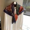 Herringbone pattern double-sided square scarf temperament sense outer fit elegant female versatile flow silk scarf breathable scarf square scarf