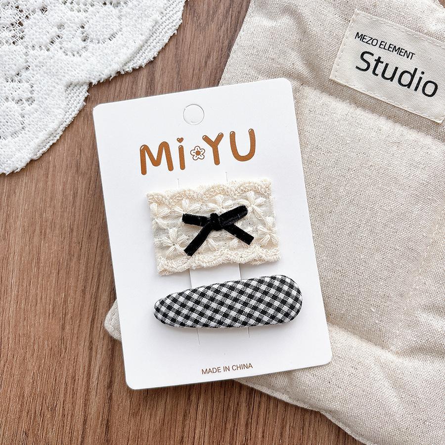 Elegant Simple Lace Bow Baby Hair Clips Fashion Korean Style Girls Students Hairpin Headwear Black White Kids Accessories