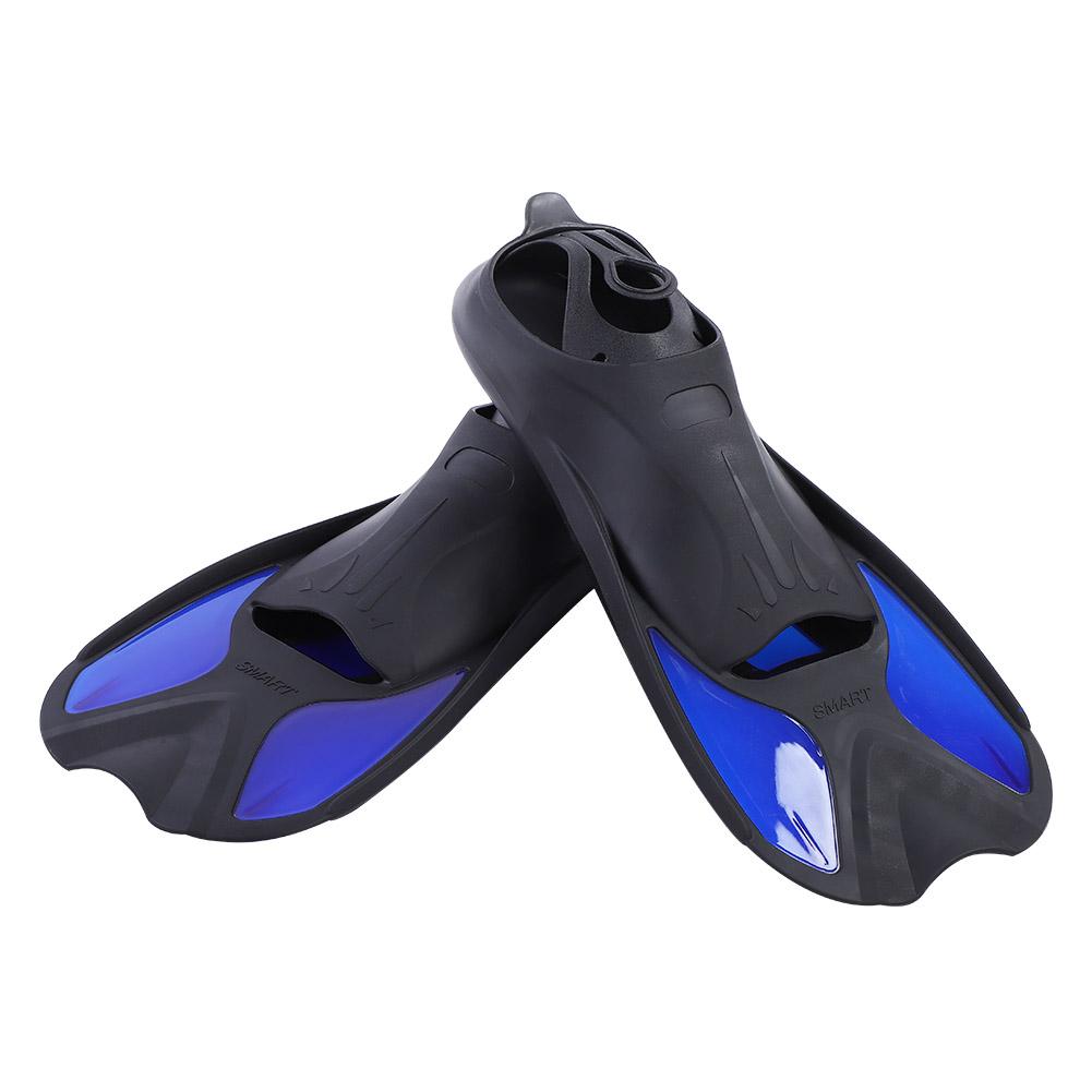 Men Women Swim Foot Fins Swimming Diving Open Heel Adjustable Snorkel Fin Blue L