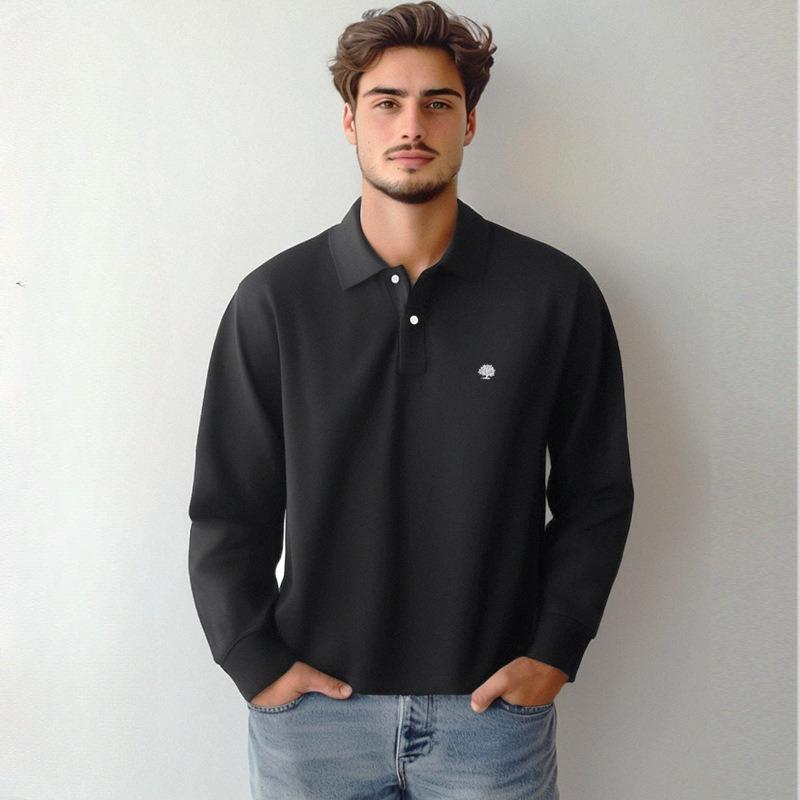 Polo da uomo a maniche lunghe Casual da lavoro Pullover Traspiranti Leggere Camicie da golf Vestibilità comoda Camicia a maniche lunghe con bottoni e colletto per uomo