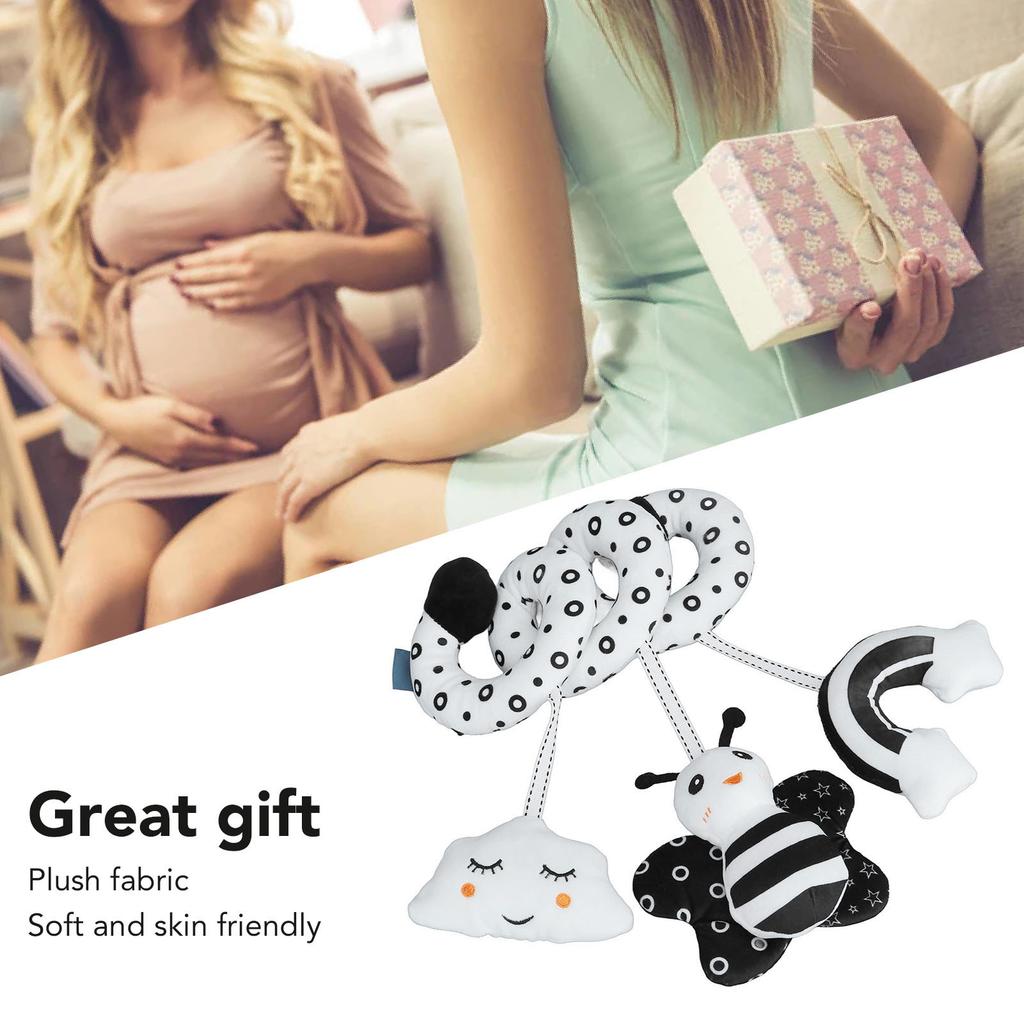Baby Cute Cartoon Animal Spiral Plush Toy Newborn Black White Car Seat Stroller Hanging Rattles Toy Type 1