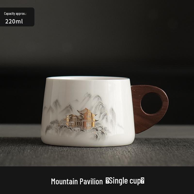 Dehua White Porcelain Tea & Coffee Mug with Lid - Ceramic Cup for Tea & Water Separation, Ideal for Office & Personal Use.