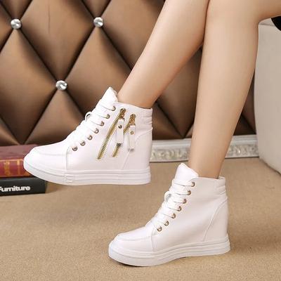 Inner Increase Platform Women's Boots  Autumn Winter Women Vulcanized Shoes Female Lace-Up Casual High Top Wedge Sneakers