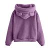 Women's Long Sleeve Fleece Sweatshirt Warm Bear Shape Fuzzy Hoodie Pullover