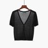 Outerwear Jerseys Summer Cardigan Women Cropped Blouses Korean Fashion Style Cute V-neck Women's Coat Black Bolero Woman Basic