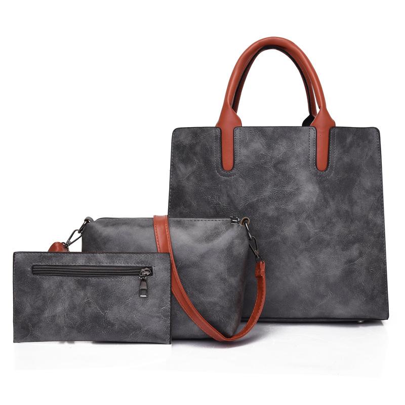 

Большая сумка новая женская сумка портативная на плечо ретро сумка-мессенджер для поездок мягкая кожа модная женская сумка большой вместимости серый