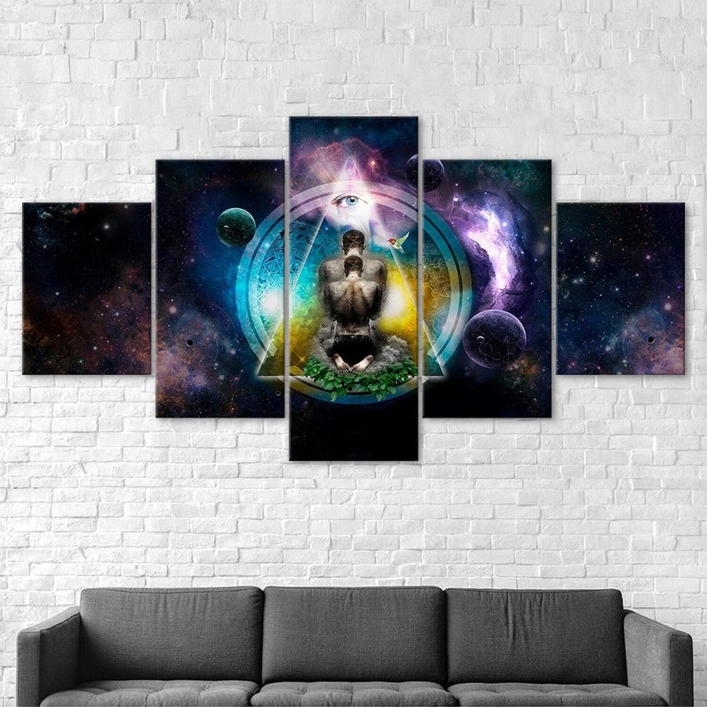 Spiritual Awakening Meditation Canvas 5 Piece Five Panel Wall Print Modern Art Poster Picture Home Decor Gift For Him Her