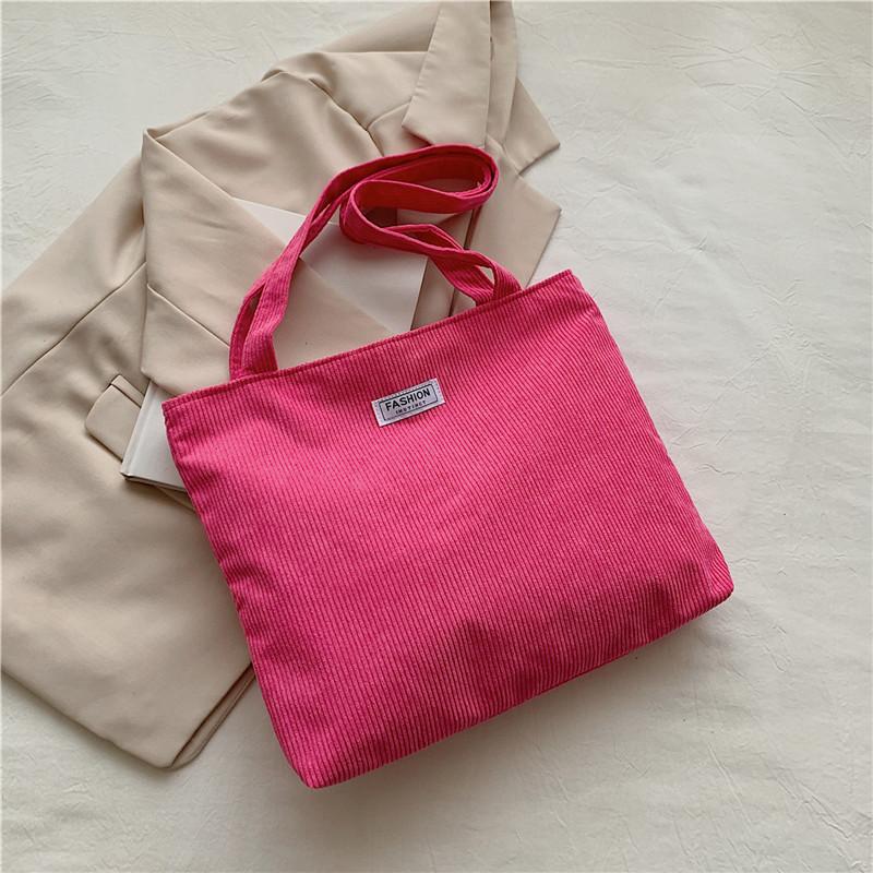 Korean Style Cotton Tote Bag for Women Solid Color Large Capacity Handbag Fashionable Casual Shoulder Purse CLE