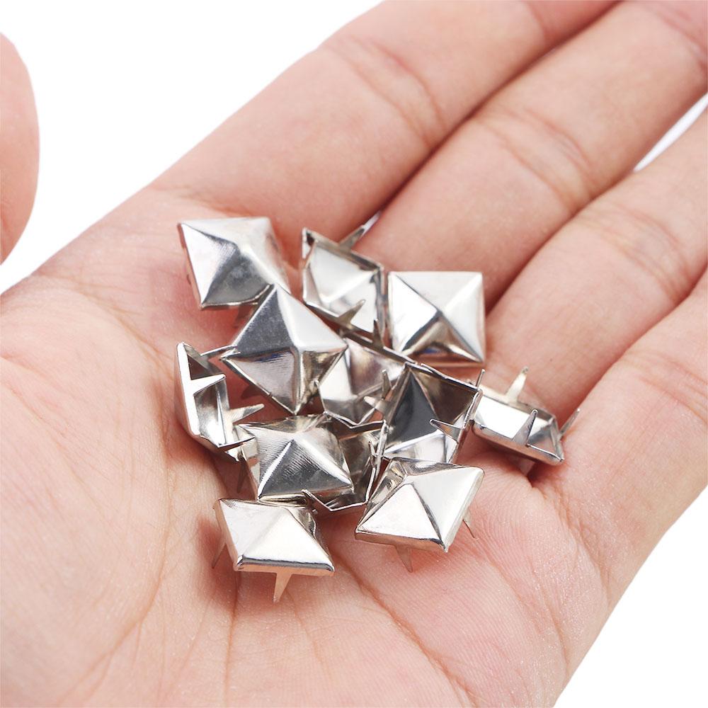100 Pcs/pack Silver Releasable Pyramid Shape Quality for Hat,Bag,Clothes Garment Supplies Square Rivets DIY Studs Sewing Decor