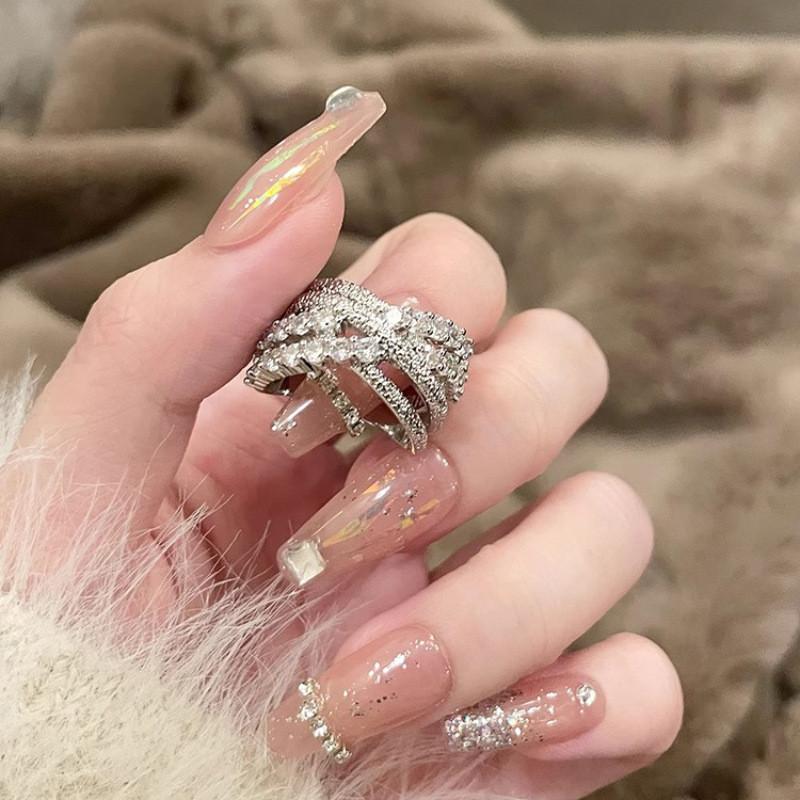 Exquisite Adjustable Open Ring For Women Featuring Unique Zirconia In Geometric Style