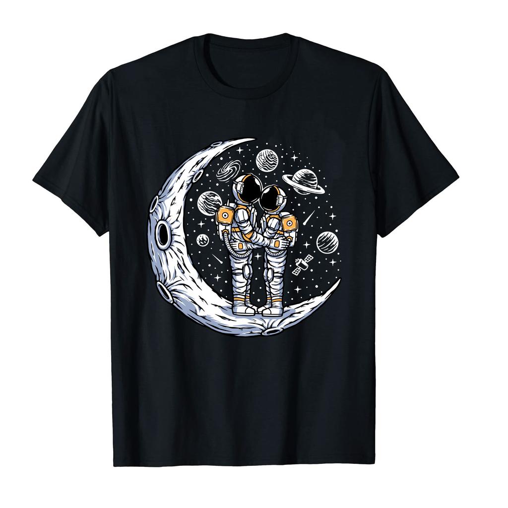 100 Cotton Astronaut Unicorn Planet Alien Space Moon For Men Women Black TShirt Graphic Harajuku Fashion Tee T Shirt XS5XL