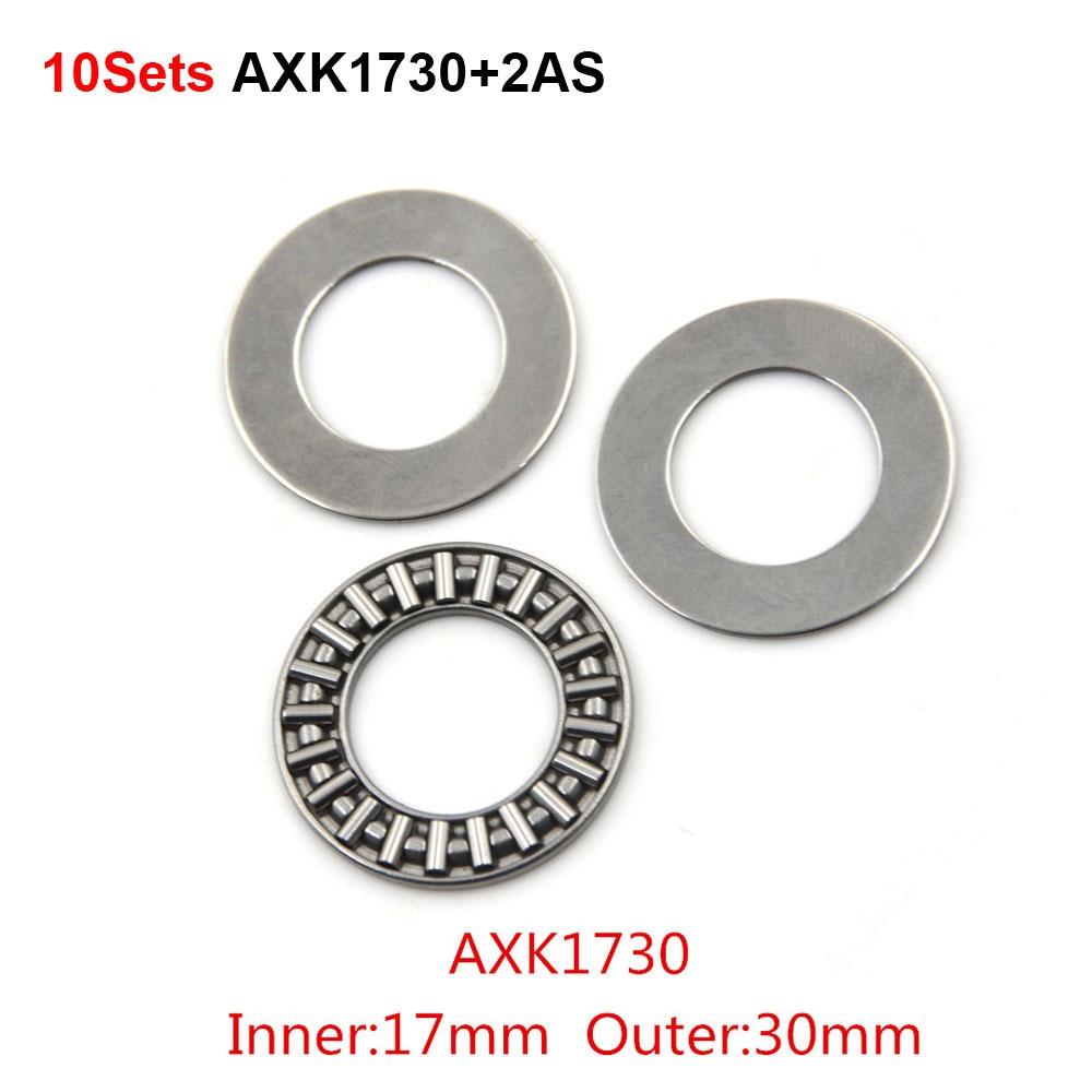 10Sets Chrome Bearing Steel Flat Needle Roller Bearing for Plane Axial Bearing Replacement