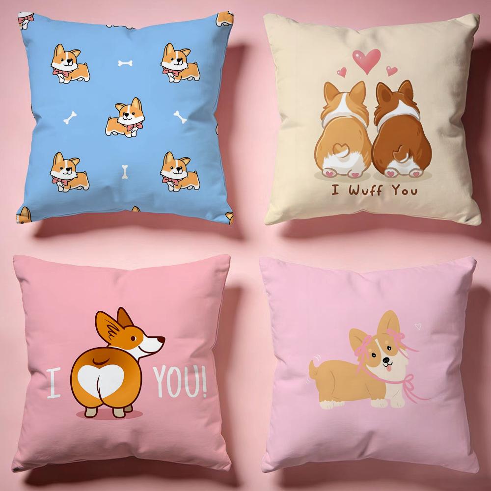 Adorable Corgi Dog Design Cushion Cover Comfortable Durable Pillow Cover MultiScene for Home Office Car Sofa