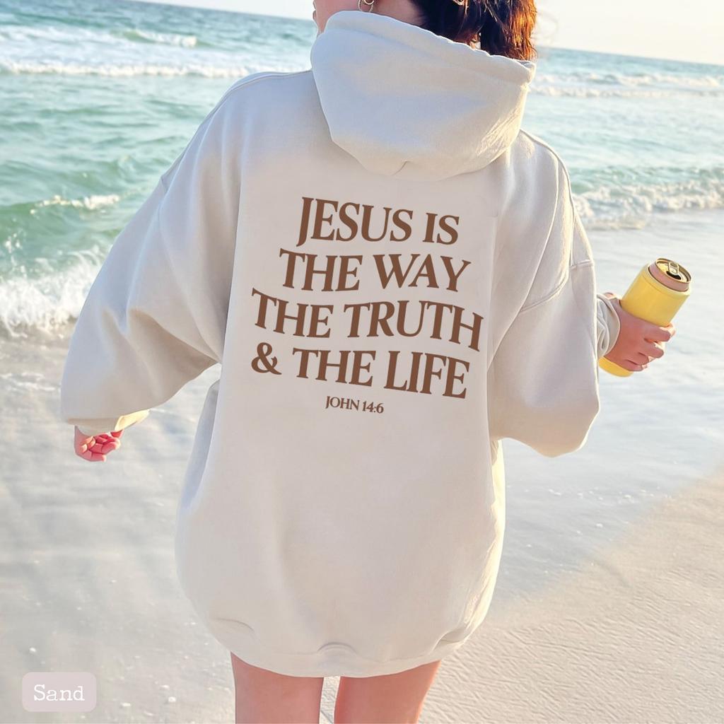 JESUS IS THE WAY THE TRUTH Winter new hooded sweatshirt for women Korean loose ins long sleeve plus velvet thick top
