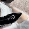 [Spot] 2025 Autumn and Winter New Patent Leather Pointed Tip Thin Heel Sexy Short Boots Slim High Heel Fashion Boots Short Boots