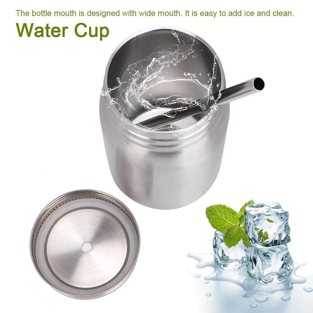 Household 700ml Stainless Steel Cup Outdoor Water Bottle Thermal Mug with Lid Straw