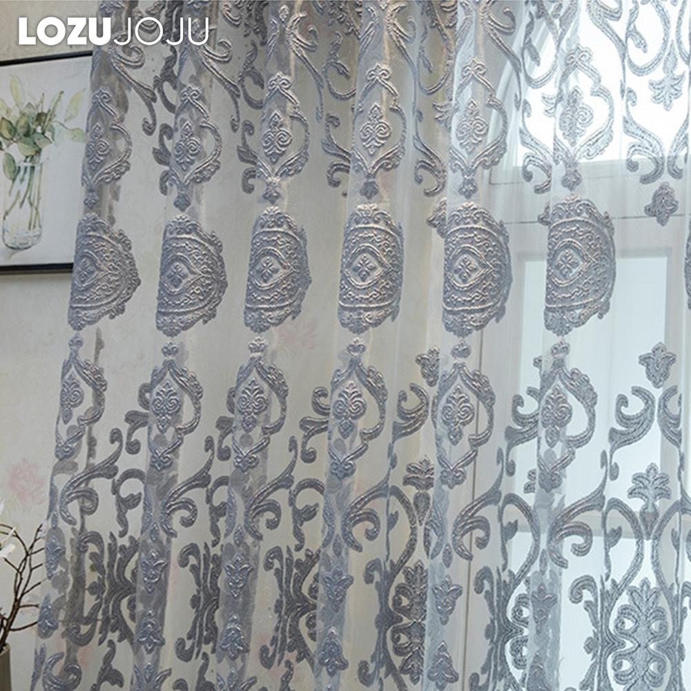 1 STÜCK LOZUJOJU Modische Tüllvorhänge im europäischen Stil mit ausgehöhltem Design und Tüllvorhängen für Wohnzimmer, Schlafzimmer, Heimdekoration