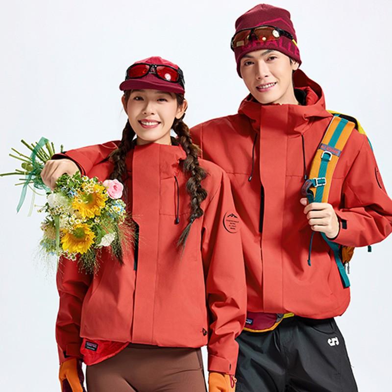 Mens Womens 2-Piece Hooded Windproof Waterproof Softshell Jacket Set With Removable Fleece Liner Hiking Camping Outdoor