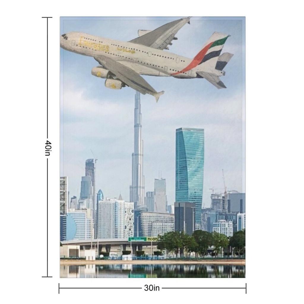 Emirates Airbus A380 flying over Dubai Throw Blanket Camping Thermal Picnic Blankets Sofas Of Decoration Blankets