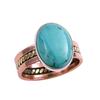 Pierre Précieuse Turquoise Tibétaine Naturelle Bicolore Argent Sterling 925 Bague Taille 9 r1M18