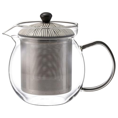 

Hasami Ware Kushime Glass Teapot (Super Stainless Steel with Tea Strainer), Small, Approx. 520ml Capacity, Black, Made in Japan, Product Number 25536