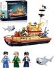 Non-Toxic 592Pcs Shark Fishing Ship Building Blocks Great White Model With Mini Figures Creative Diy Toy Birthday Gift For Kids Adults