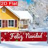 Feliz Navidad Xmas Holiday Banner, Durable Polyester Outdoor Yard Sign for Garden Fence