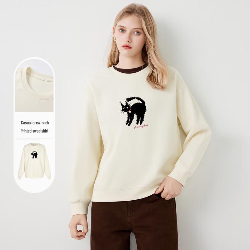 FivePlus Women s Cat Pattern Crewneck Sweatshirt XL абрикосовый