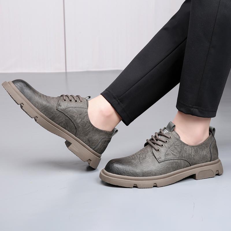 Fashion Senior British Style Business Men's Sneakers Soft Leather Casual Shoes Fashion Round Toe Man Footwear Lace Up Oxford Retro Shoes