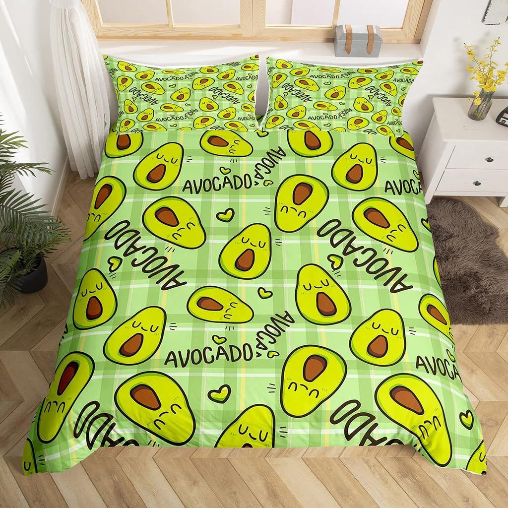 Avocado Duvet Cover Three-piece Set Fun Pattern Bedding Set with Pillowcase
