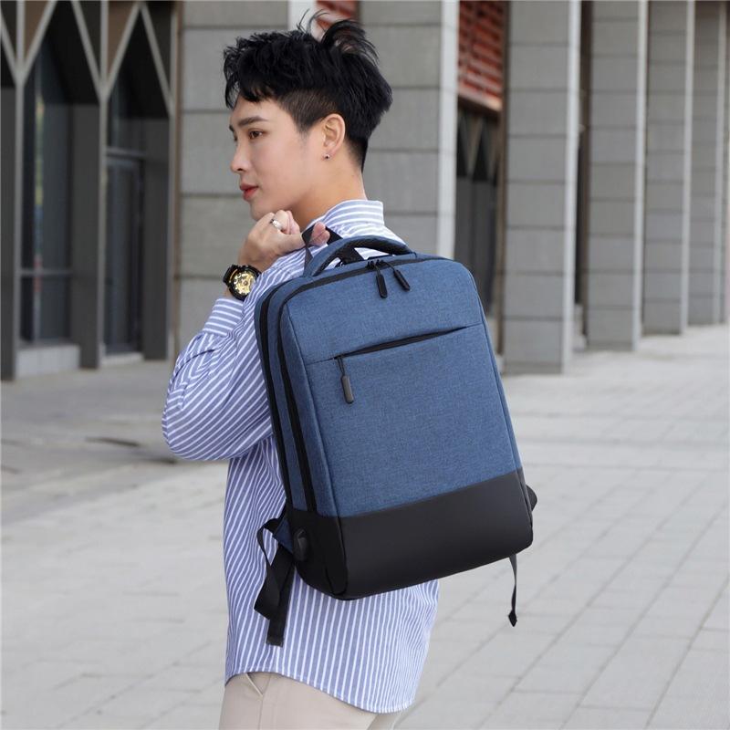 Casual simple business men's backpack trend travel student computer bag, polyester notebook backpack