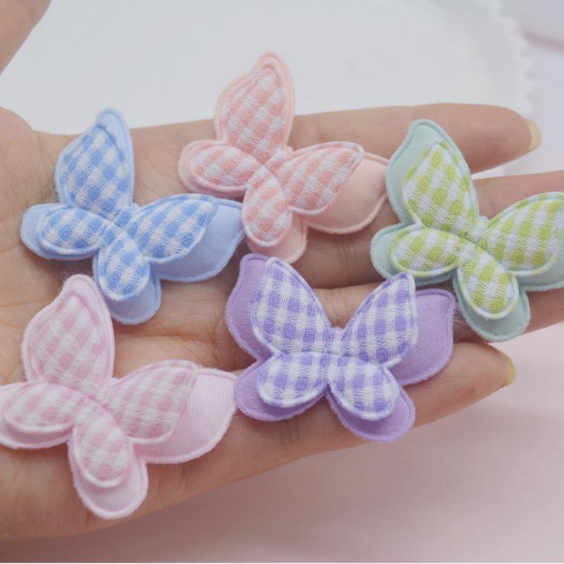 Handmade DIY Jewelry, Hair Clip Accessories, Checkered Butterfly Headpieces, Decorative Materials