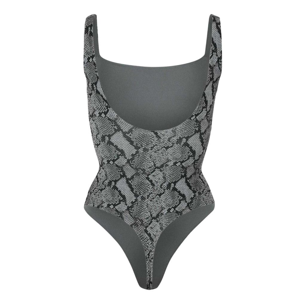 Skims Womens/Ladies Snake Print Square Neck Bodysuit