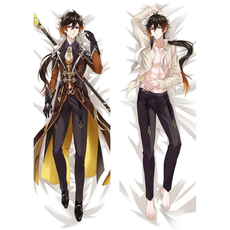 60x180cm Game Genshin Impact Zhongli Dakimakura Male Otaku Throw Hugging Body Zhong Li Pillow Case Cover Home Bedding Decorative